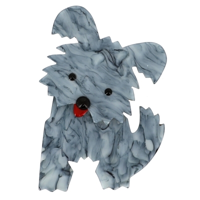 broche chien bobby gris marbre