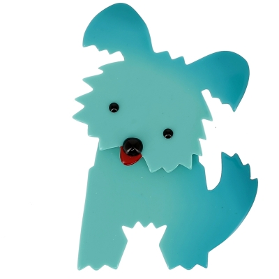 broche chien bobby turquoise clair