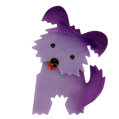 broche chien bobby violet clair
