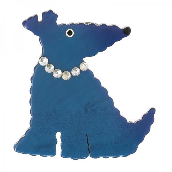broche chien ondulo bleu