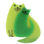 broche double chat anis vert