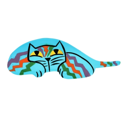 broche hors series chat riton turquoise