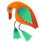 broche oiseau twisty orange et vert lagon