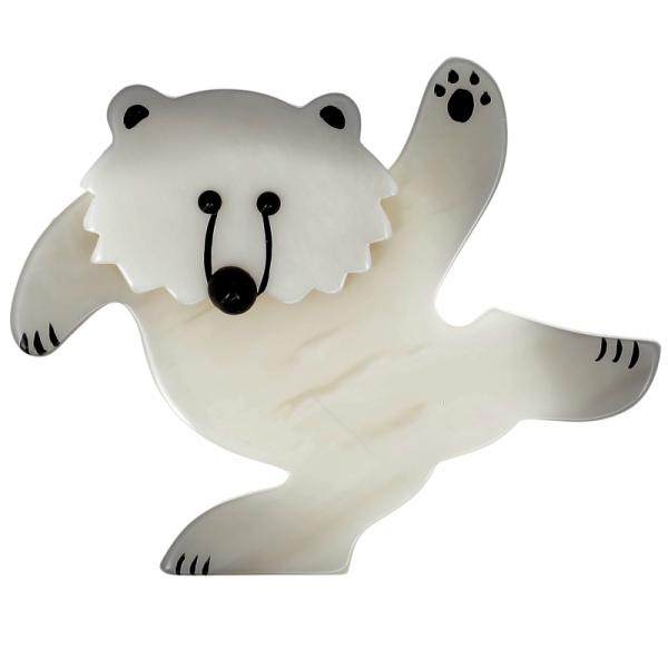 broche ours dansant blanc