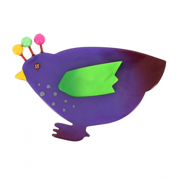 broche poule violette