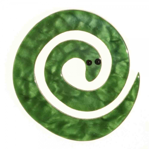 broche serpent enroule vert