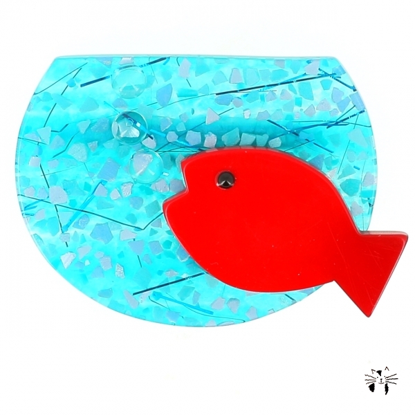 Aquarium turquoise mosaique rouge