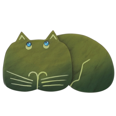 broche chat tommy vert mousse