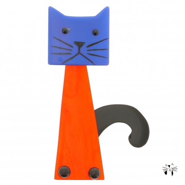 chat cafetiere orange bleu