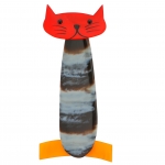 chat long rayures rouge jaune 1
