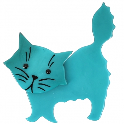 Broche Chat Fripon turquoise