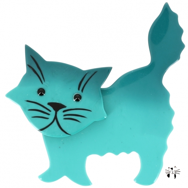 Broche Chat Fripon turquoise clair