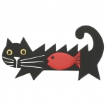 Chat Poisson noir et rouge scaled