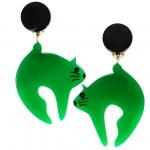 Boucles doreilles Chat suspendu vert