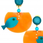 Boucles doreilles aquariul turquoise sur orange2