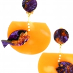 Boucles doreilles aquarium violet nacre sur orange2