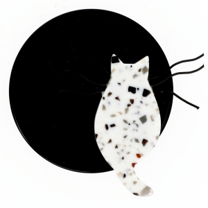 Chat Pleine Lune blanc points sur noir