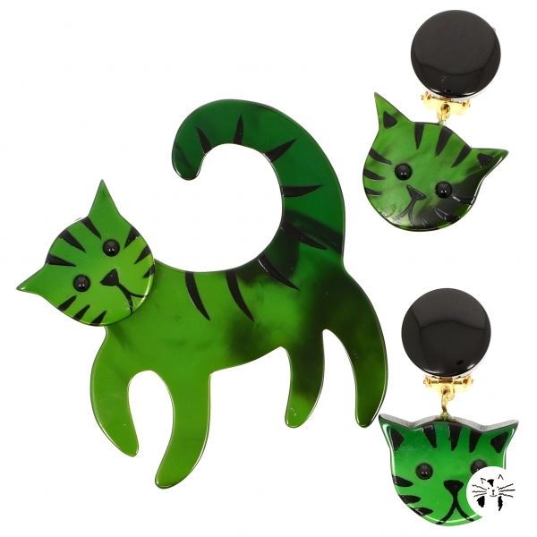 Chat tigron vert ensemble