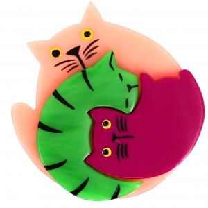 Chat Puzzle rose clair anis fuchsine