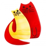 Double Chat rouge et jaune vif