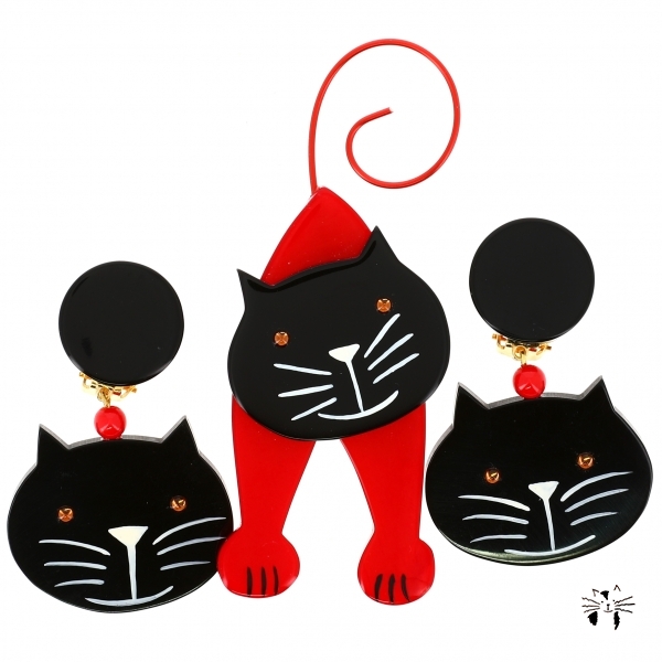 chat mirko rouge noir ensemble