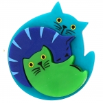 Chat Puzzle turquoise bleu anis