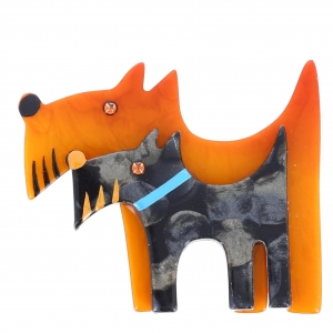 Double chien ocre et gris motifs