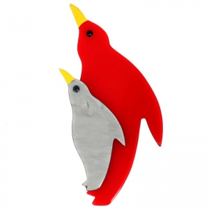 pingouin rouge et gris