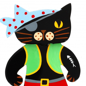 Pirate Cat Brooch close-up